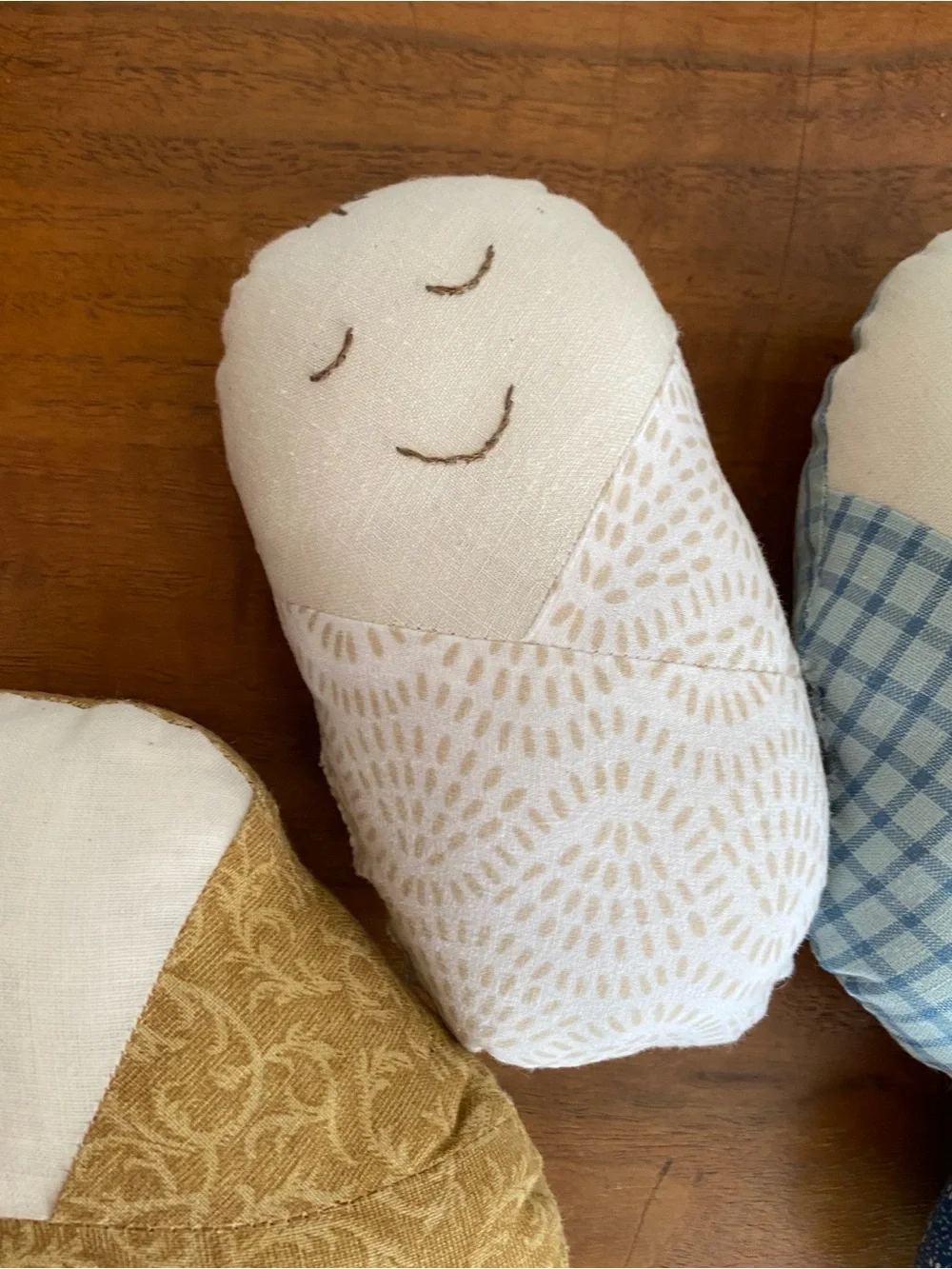Lot of 4 Quilted Plush Swaddled Baby Babies Comfort Dolls Sleeping Eyes Handmade